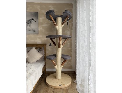 Kočičístromy MiniBUBI - šedý manšester - PŘENOSNÉ KOČIČÍ ŠKRABADLO