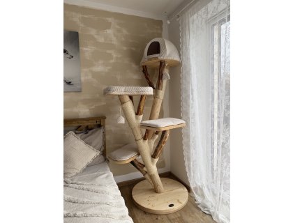 Kočičístromy BERTÍK - krémový manšester - PŘENOSNÉ KOČIČÍ ŠKRABADLO